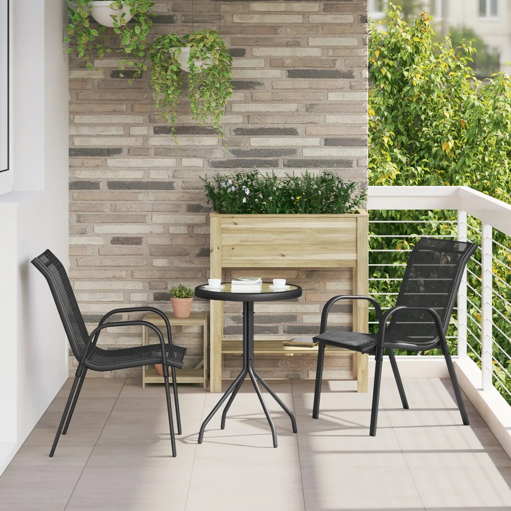 vidaXL Σετ 3 τεμαχίων Bistro  Μαύρο Τεξτιλίνη και Ατσάλι