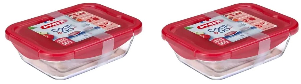 Σετ Πυρίμαχα σκεύη Cook &amp; Go Pyrex με καπάκι και χωρητικότητα 0.8L και 1.9L - 2 τεμάχια