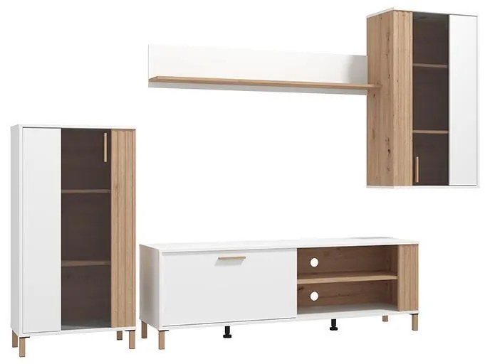 TV Composition Bastia Artisan Oak - White 281x40x170 cm