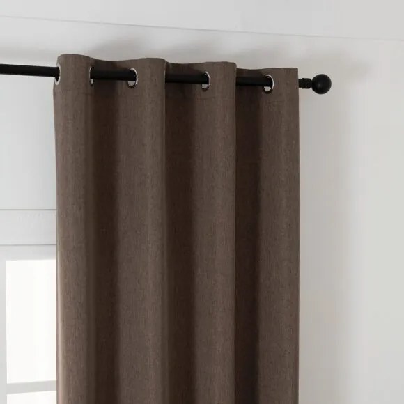 Beauty Home Κουρτίνα μεσαίας σκίασης με 8 μεταλλικούς κρίκους Illusion Art 8445 140x270 Καφέ