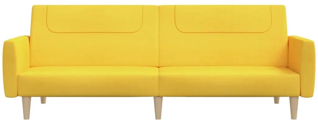 vidaXL Καναπές Κρεβάτι Διθέσιος Κίτρινος Υφασμάτινος