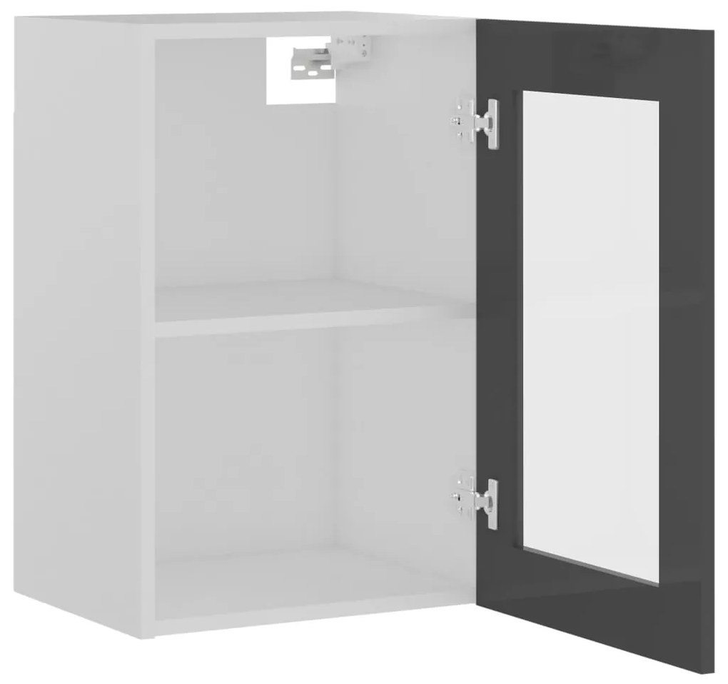 vidaXL Ντουλάπι Κρεμαστό με Τζάμι Γυαλ. Γκρι 40x31x60 εκ. Μοριοσανίδα