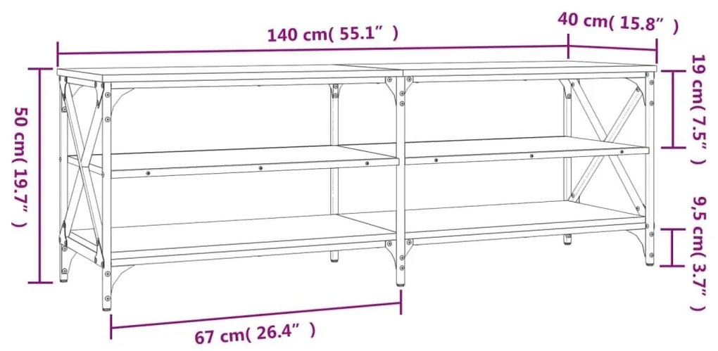 Έπιπλο Τηλεόρασης Μαύρο 140x40x50 εκ. από Επεξεργασμένο Ξύλο - Μαύρο