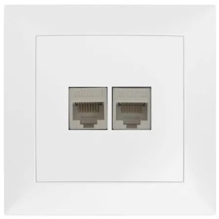 Πρίζα Δικτύου RJ45 Κατηγορία 6 Διπλή Πλήρης Lumen-15-02000-Λευκό 15-02000