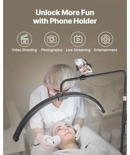 Half Moon Light for Esthetician 26inch Dimmable LED Floor Lamp Lash Light Arched