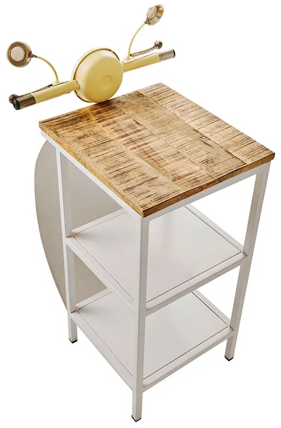 MINI VESPA SIDE TABLE ΜΕ ΡΑΦΙΑ CREAM ΛΕΥΚΟ ΦΥΣΙΚΟ 61x45xH88cm - 04-0986