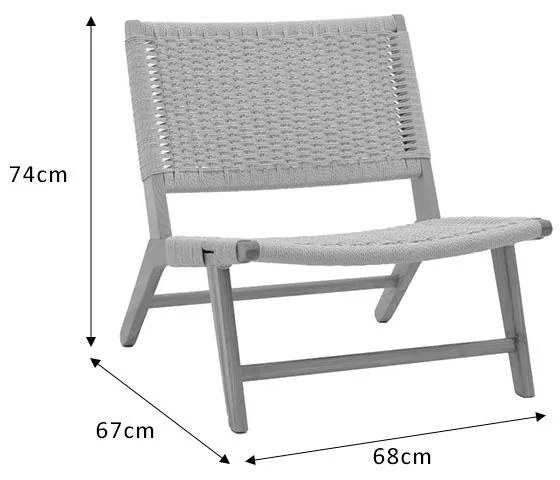 Πολυθρόνα Filippo ξύλο οξιάς φυσικό-έδρα χρώμα φυσικό σχοινί 68x72x74εκ 68x72x74 εκ.
