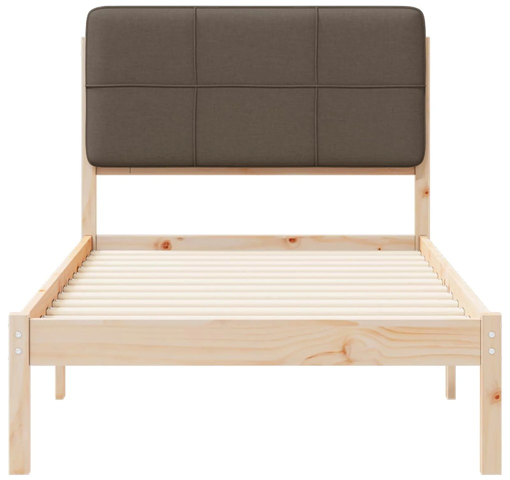 vidaXL Σκελετός Κρεβατιού με Επενδεδυμένο Κεφαλάρι Taupe 90 x 200 cm