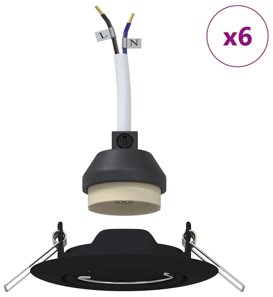 vidaXL Spotlights με προβολείς 6 pcs Μαύρο 9 x 9 εκ. Μέταλλο