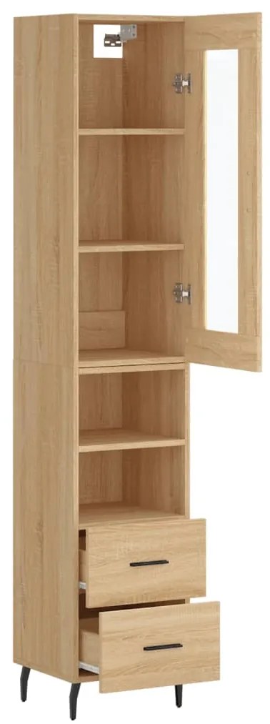 vidaXL Μπουφές Sonoma δρυς 34,5 x 34 x 180 εκ. από Επεξεργασμένο Ξύλο