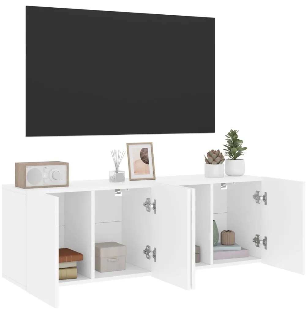 vidaXL Έπιπλα Τοίχου Τηλεόρασης 2 Τεμ. Λευκά 60 x 30 x 41 εκ.