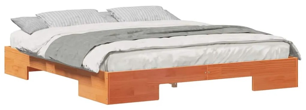 vidaXL Κρεβάτι δαπέδου Καφέ 200 x 200 cm Μασίφ ξύλο πεύκου