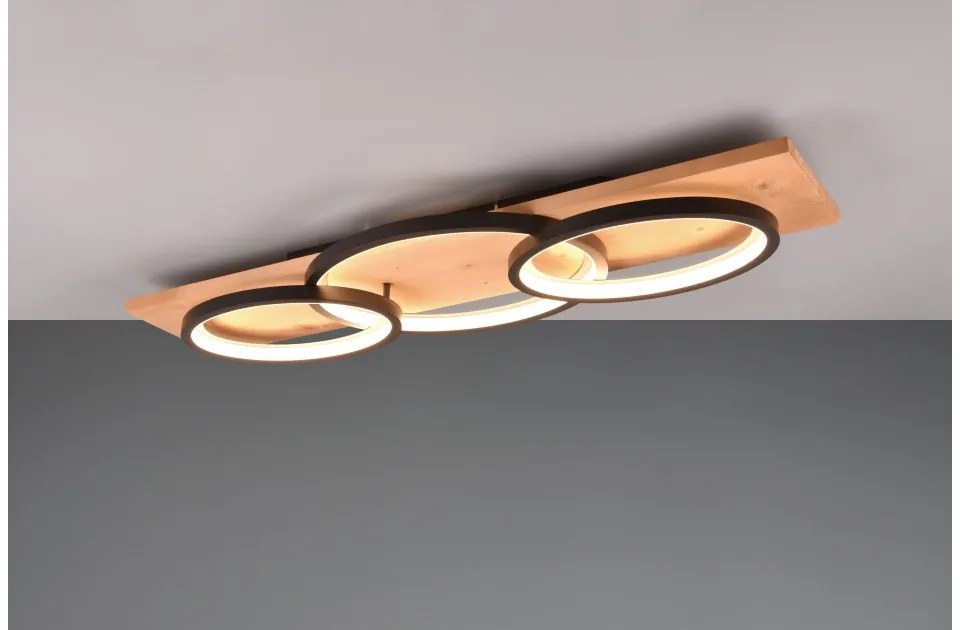Πλαφονιέρα Φωτιστικό Οροφής LED 30W Switch Dimmer Φυσικό Ξύλο 97cm Barca Trio Lighting-641110332-Μαύρο 641110332