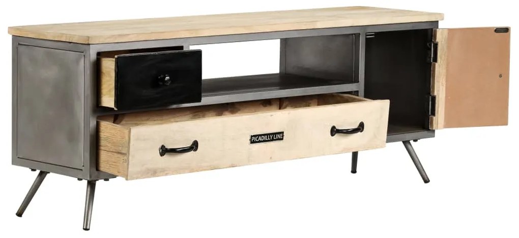 vidaXL Έπιπλο Τηλεόρασης 120x30x45 εκ. από Μασίφ Ξύλο Μάνγκο &amp; Ατσάλι