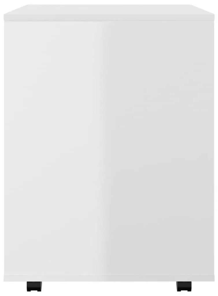 Ντουλάπι Τροχήλατο Γυαλ. Λευκό 60 x 53 x 72 εκ. από Μοριοσανίδα - Λευκό