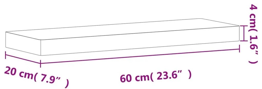 Ράφι Τοίχου 60x20x4 εκ. από Μασίφ Ξύλο Οξιάς - Καφέ