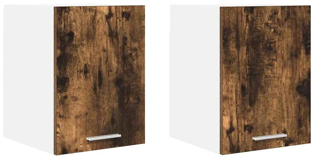 vidaXL Κρεμαστό ντουλάπι με πόρτα Riga 2 pcs Παλαιό Ξύλο και Λευκό