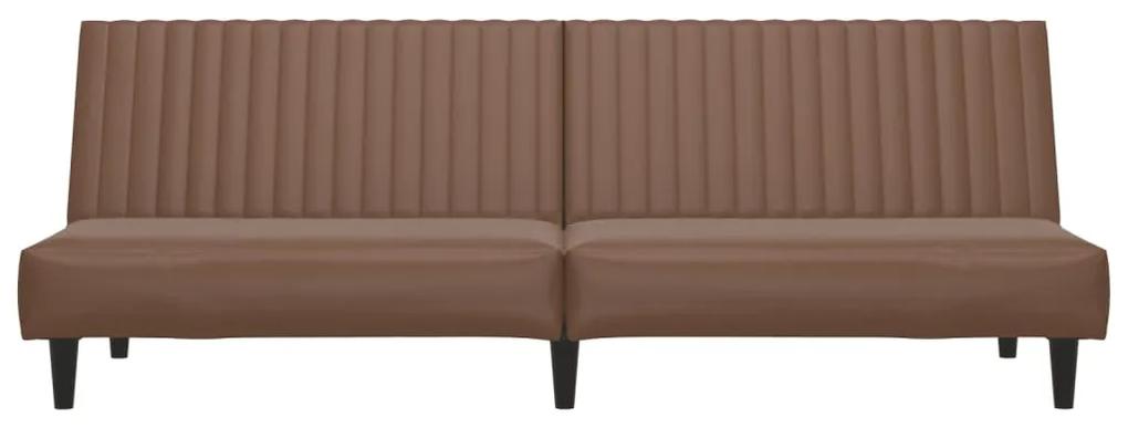 vidaXL Καναπές Κρεβάτι Διθέσιος Καφέ από Συνθετικό Δέρμα