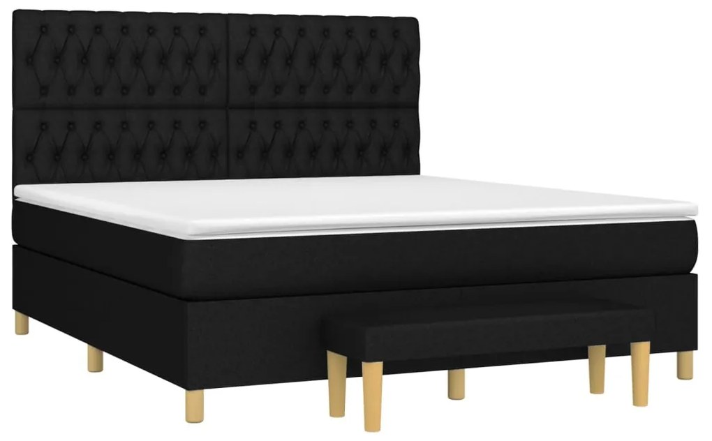 vidaXL Κρεβάτι Boxspring με Στρώμα Μαύρο 180x200 εκ. Υφασμάτινο