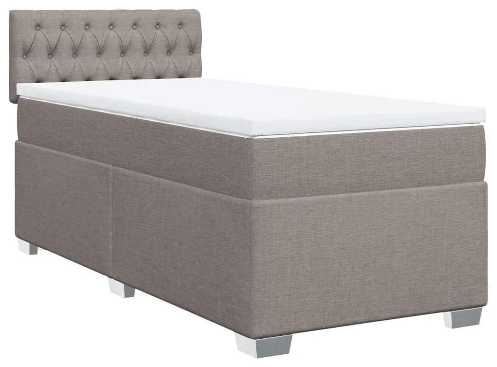 Κρεβάτι Boxspring με Στρώμα Taupe 80x200 εκ. Υφασμάτινο - Μπεζ-Γκρι