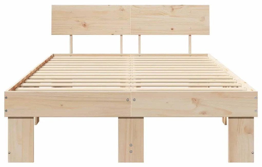 vidaXL Σκελετός Κρεβατιού Καφέ 140 x 190 cm Μασίφ ξύλο πεύκου