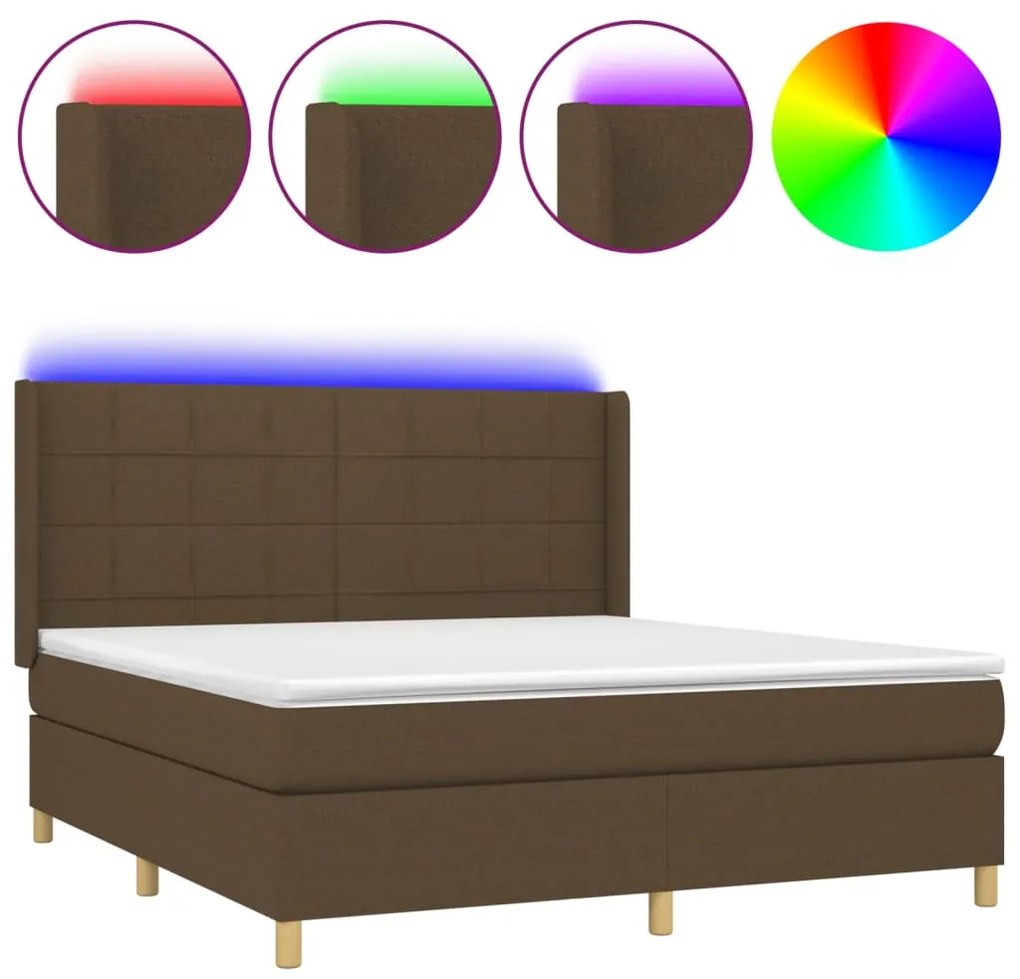 ΚΡΕΒΑΤΙ BOXSPRING ΜΕ ΣΤΡΩΜΑ &amp; LED ΣΚ.ΚΑΦΕ 160X200ΕΚ. ΥΦΑΣΜΑΤΙΝΟ 3138888