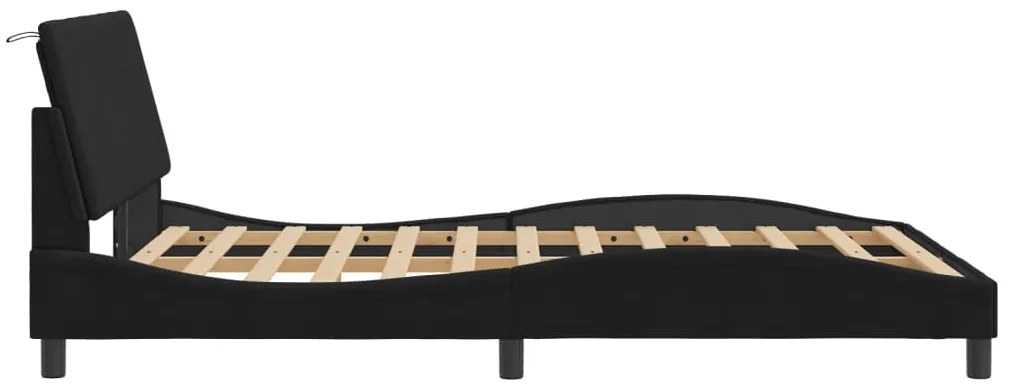 vidaXL Πλαίσιο Κρεβατιού με LED χωρίς Στρώμα Hanko Μαύρο 140x200 εκ. Βελούδινο