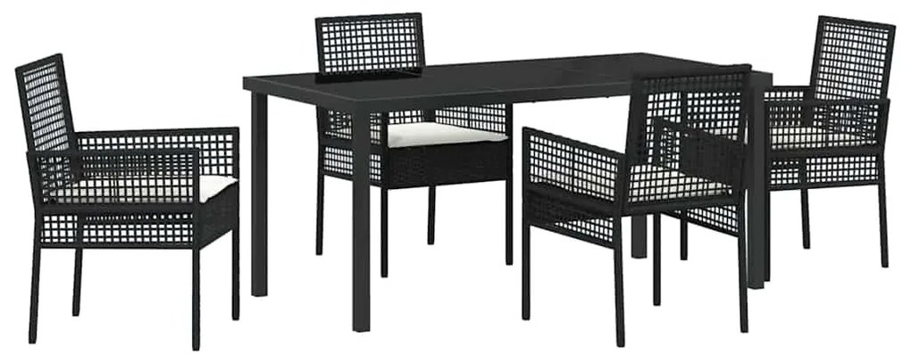 vidaXL Σέτ φαγητού για κήπο με μαξιλάρι 5 pcs Μαύρο Πολυ ράταν