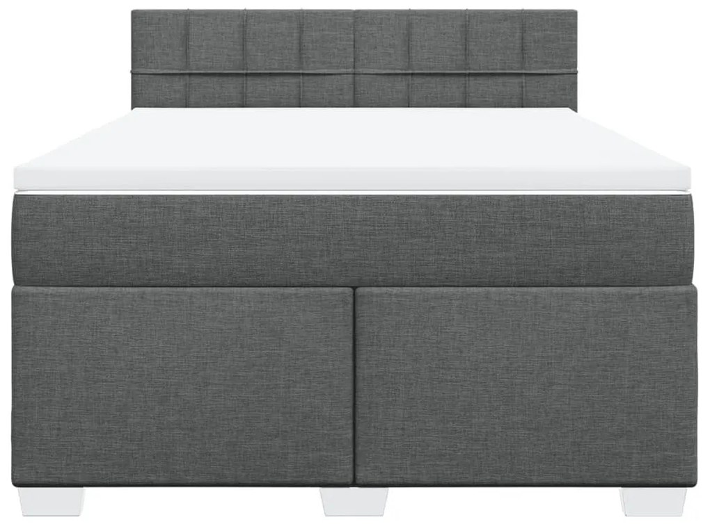 Κρεβάτι Boxspring με Στρώμα Σκούρο Γκρι 160x200 εκ Υφασμάτινο - Γκρι