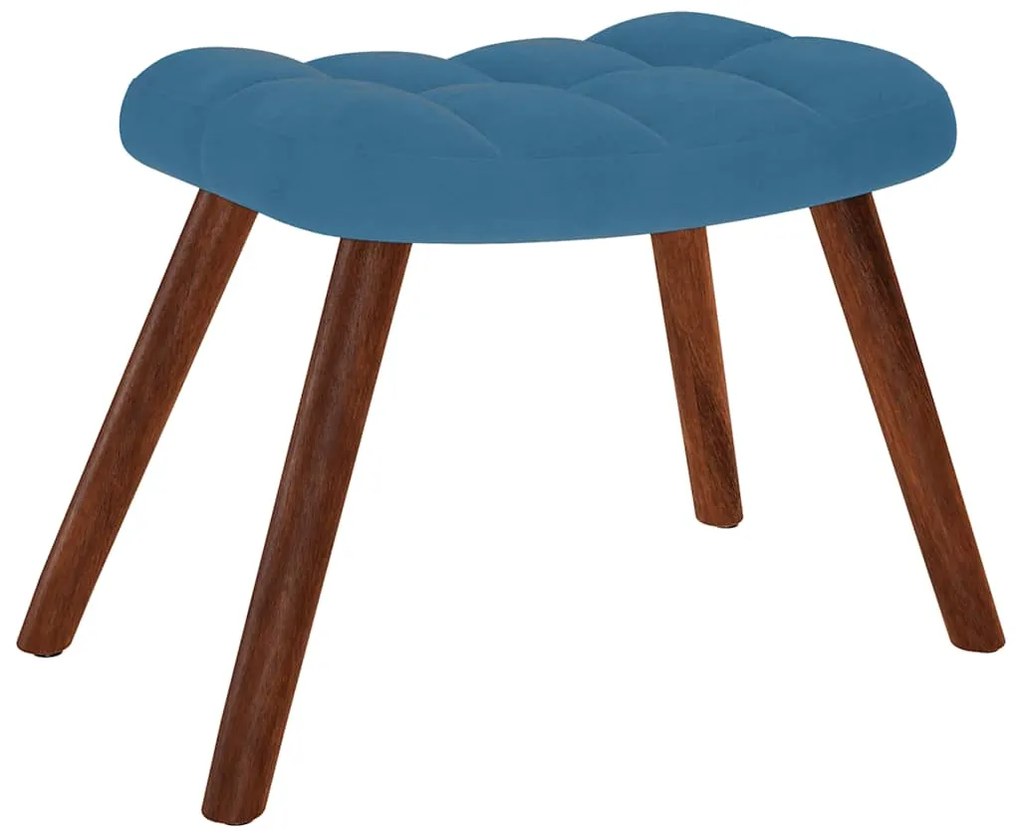 vidaXL Πολυθρόνα Relax Μπλε Βελούδινη με Σκαμπό