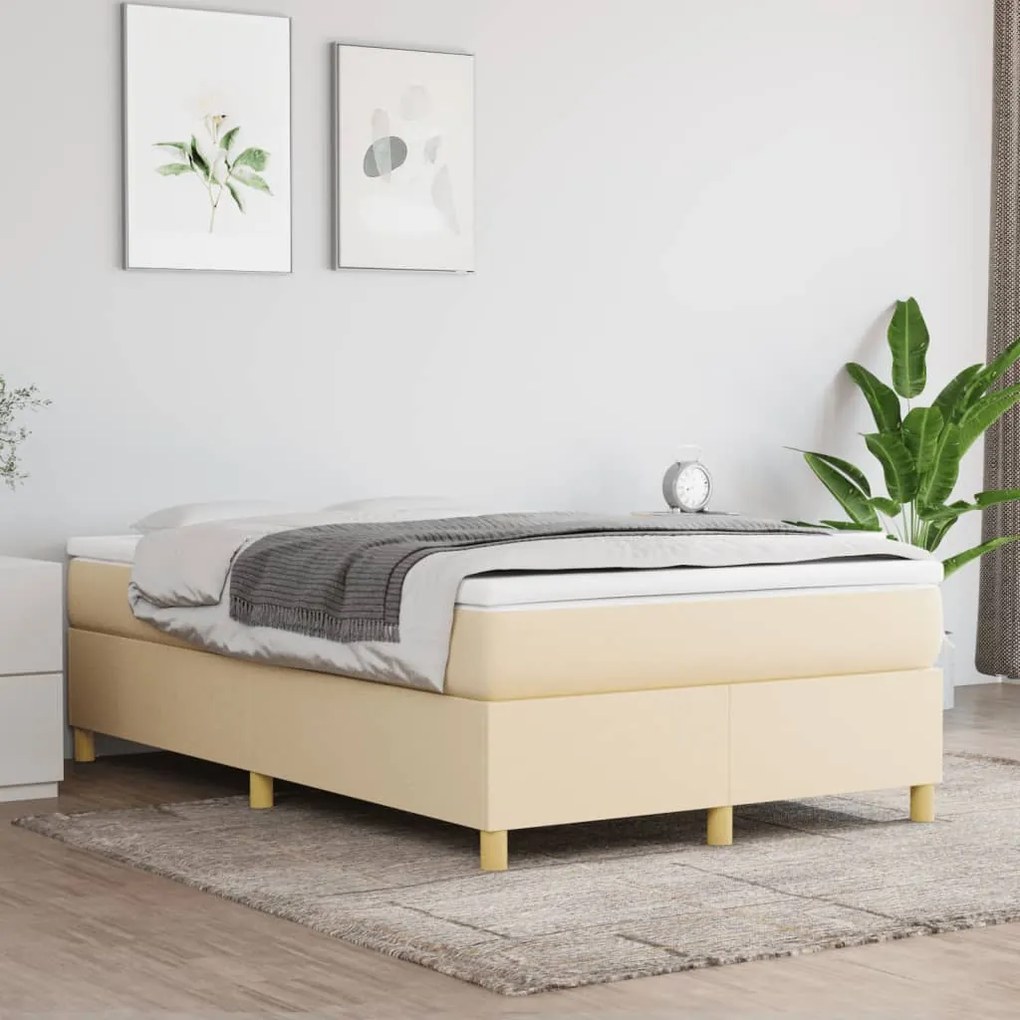 Κρεβάτι Boxspring με Στρώμα Κρεμ 120x200 εκ. Υφασμάτινο