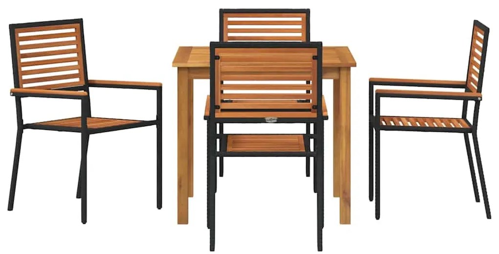 vidaXL Σέτ φαγητού για κήπο 5 pcs Μαύρο Στερεό Ξύλο Ακακίας