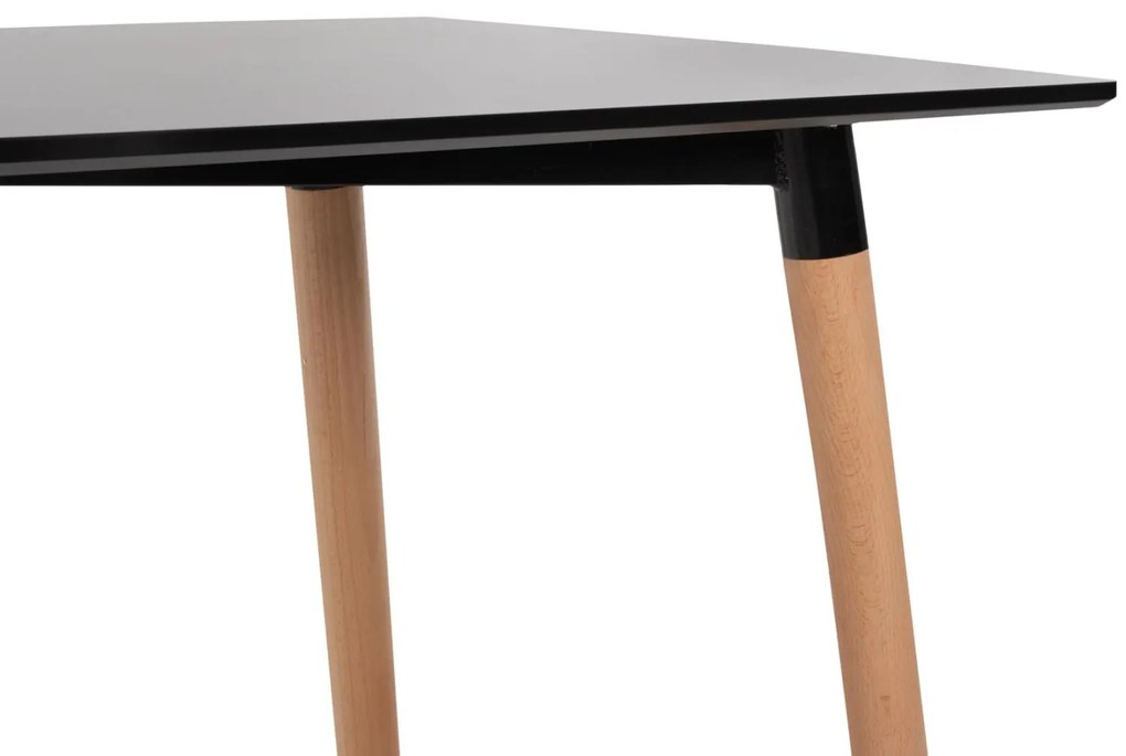 Σετ τραπεζαρίας VEGAS C21185 5τμχ MDF TOP Μαύρο &amp; Καρέκλες Μαύρο - Φυσικό Οξιάς 120x60x74 εκ.
