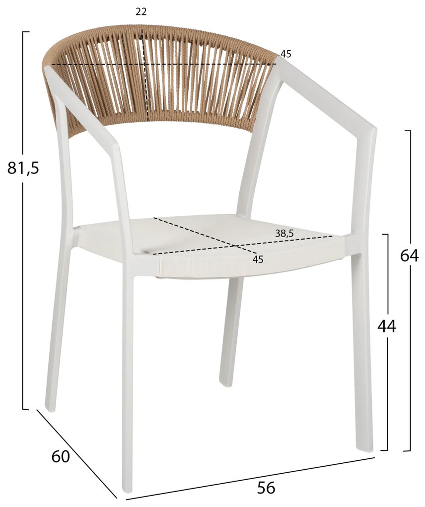 ΠΟΛΥΘΡΟΝΑ ΑΛΟΥΜΙΝΙΟΥ ΛΕΥΚΗ PE RATTAN TEXTLINE 45x63x82Υεκ.HM5891.02 - 0525644 - HM5891.02