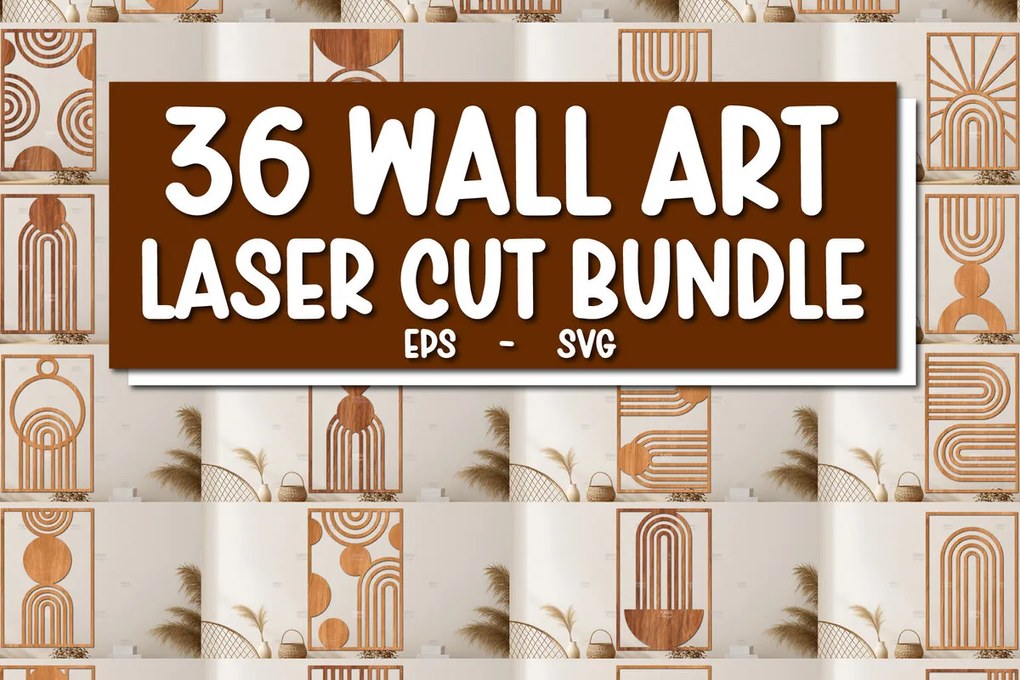 Σετ των 2 Intra απο ξύλο plywood 3mm-4mm πάχος κοπής με λέιζερ τοίχου 35 MCentury Δίασταση 40x40 cm INTRAFABR-121509865