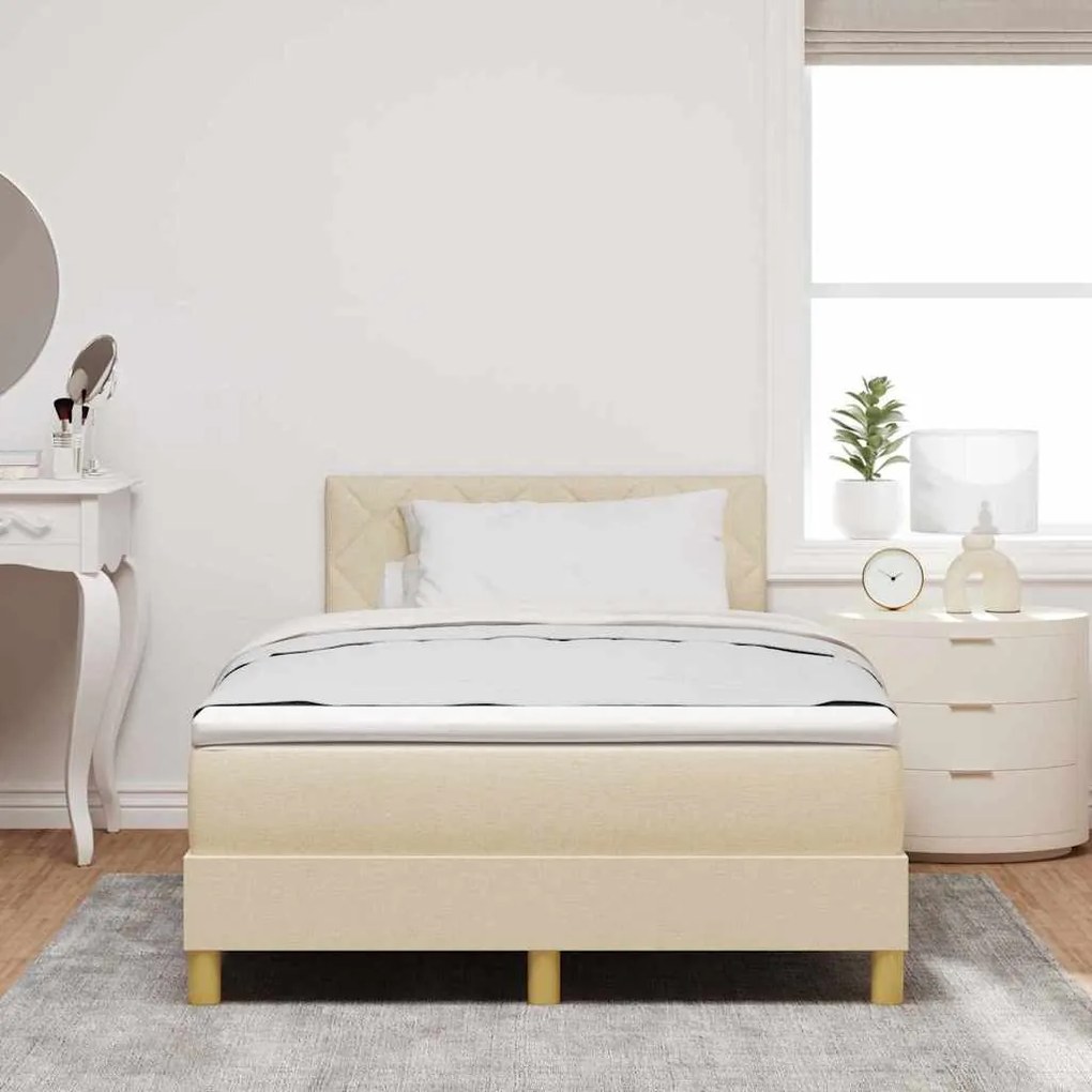vidaXL Κρεβάτι με ελατήρια με στρώμα Κρεμ 120 x 200 cm ύφασμα
