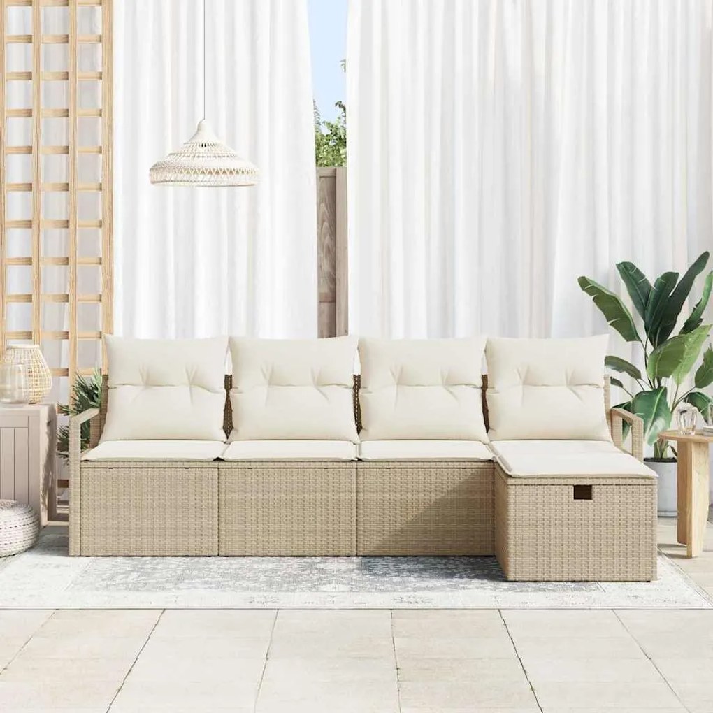 vidaXL Σετ Καναπέ Κήπου 5 pcs μπεζ και κρεμ 230 x 117 x 85 εκ.