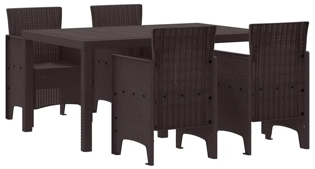 vidaXL Σέτ φαγητού για κήπο 5 pcs Καφέ Rattan Polt