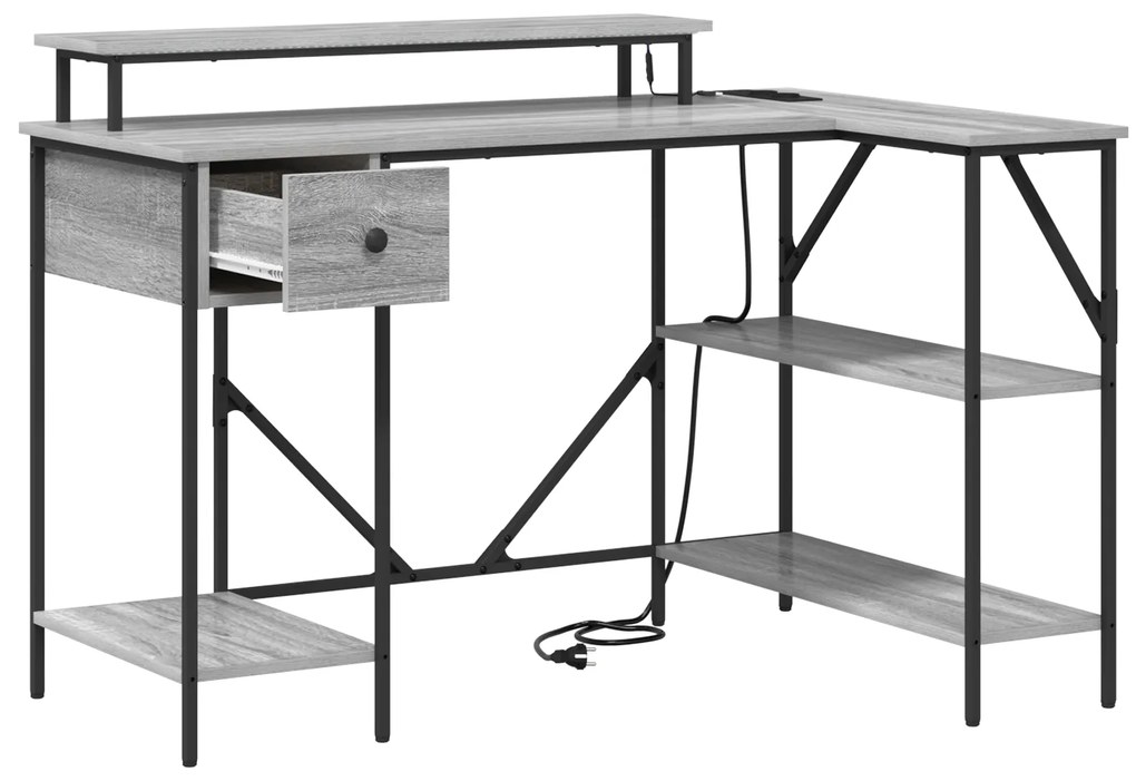 vidaXL Γραφείο Γκρι sonoma 120 x 79 x 86.5 εκ. Επεξεργασμένο ξύλο