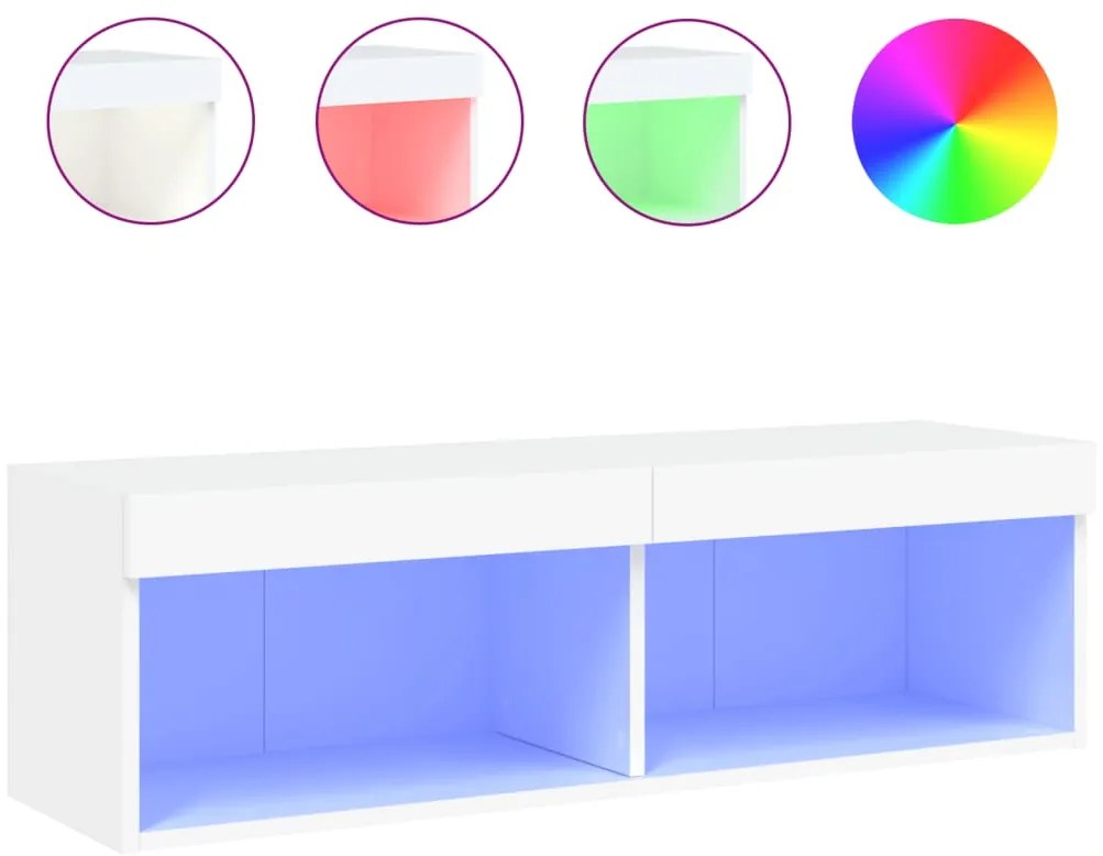 vidaXL Έπιπλο Τηλεόρασης με LED Λευκό 100x30x30 εκ.
