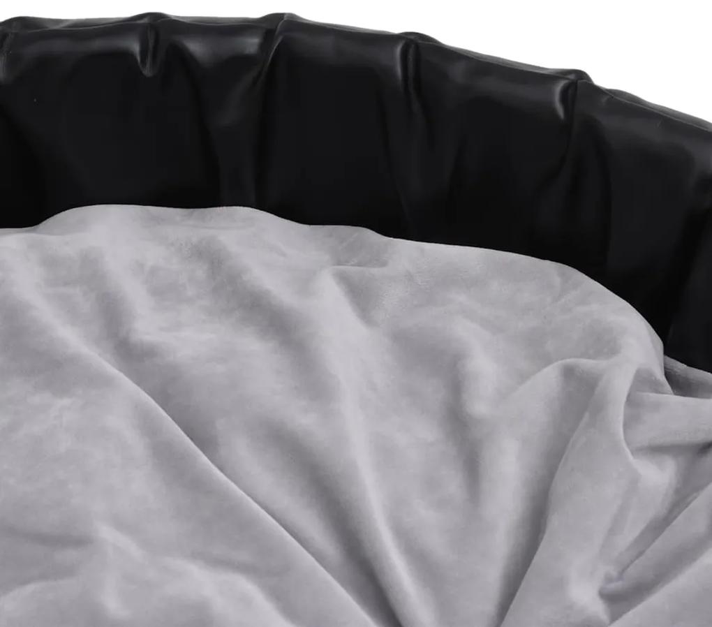 vidaXL Κρεβάτι Σκύλου Μαύρο/Γκρι 69 x 59 x 19 εκ. Βελουτέ/Συνθ. Δέρμα