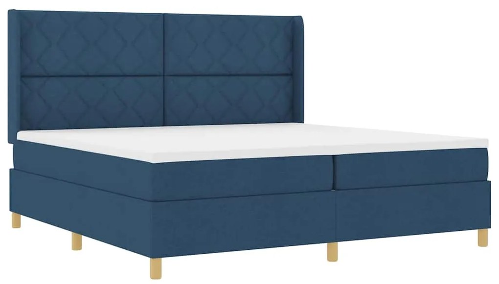 vidaXL Κρεβάτι με ελατήρια με στρώμα Μπλε 200 x 200 cm ύφασμα