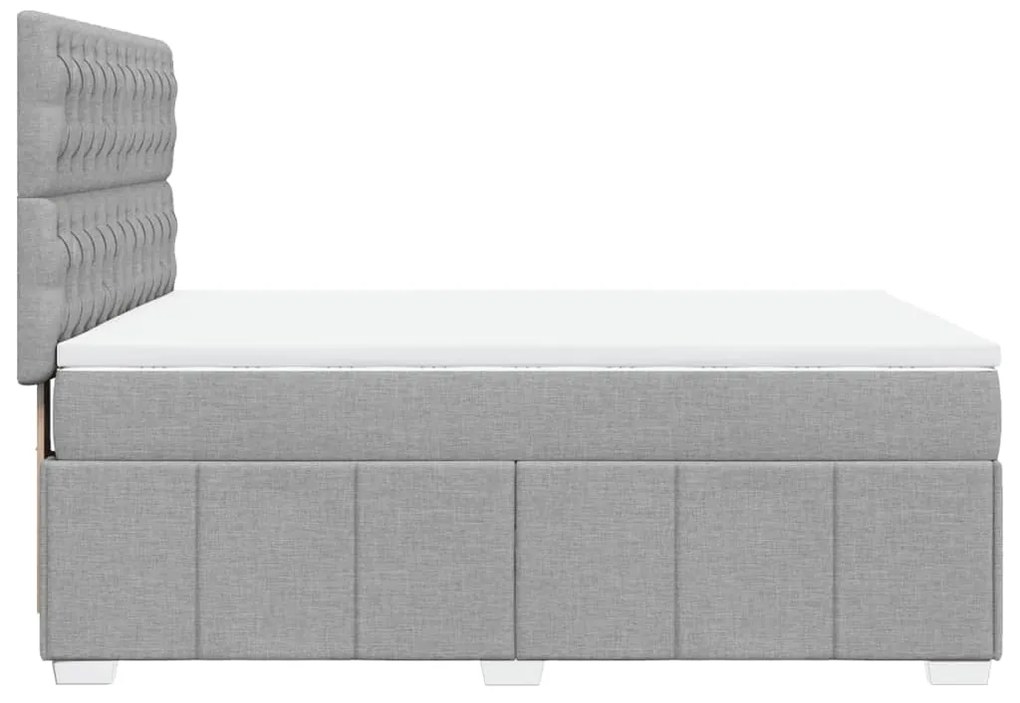 vidaXL Κρεβάτι Boxspring με Στρώμα Ανοιχτό Γκρι 140x200 εκ. Υφασμάτινο