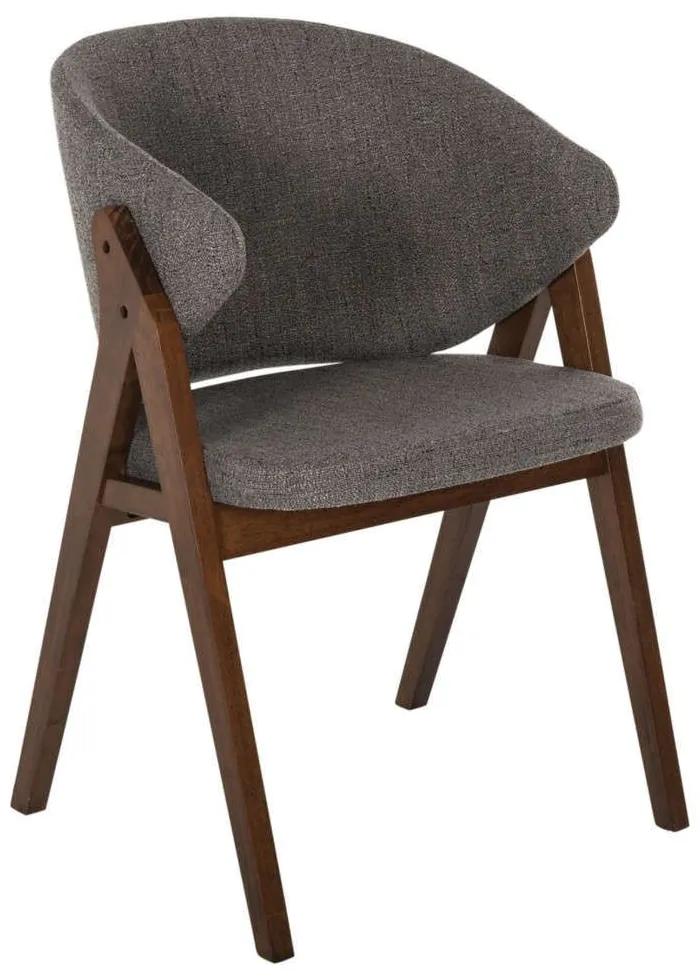Καρέκλα Hana HM9746.02 55x60x84cm Ύφασμα &amp; Rubberwood Walnut-Grey Rubberwood,Ύφασμα