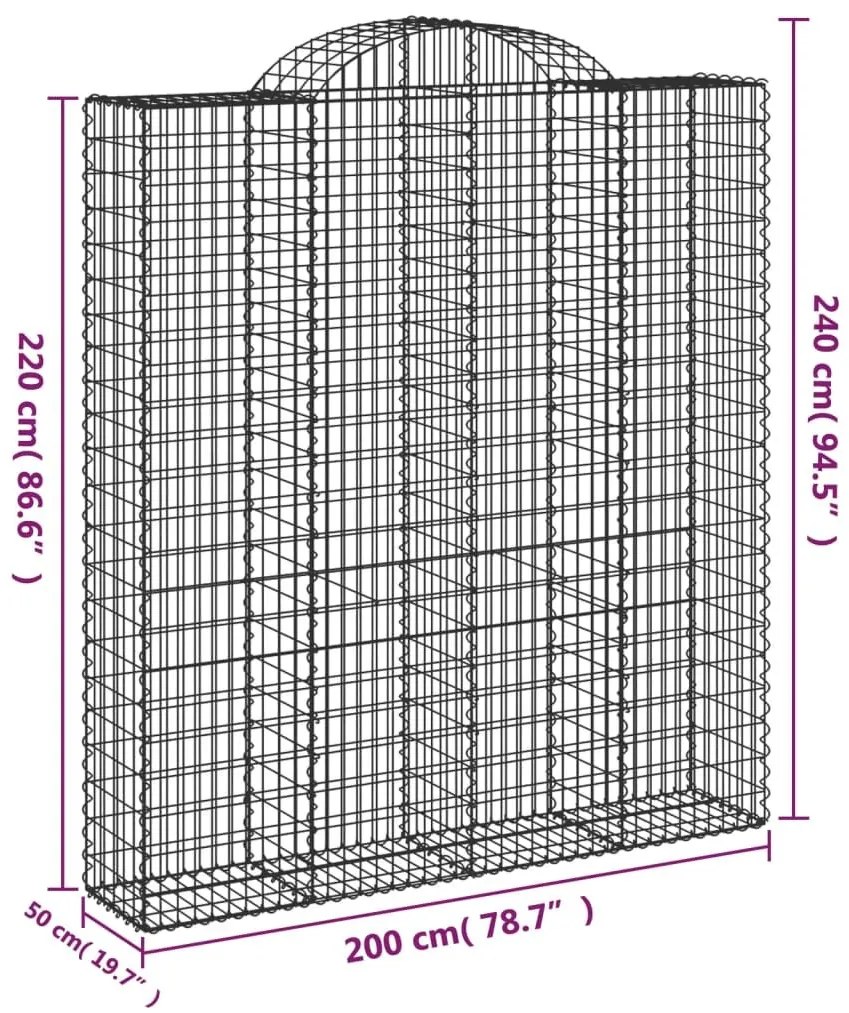 Συρματοκιβώτια Τοξωτά 7 τεμ. 200x50x220/240 εκ. Γαλβαν. Ατσάλι - Ασήμι