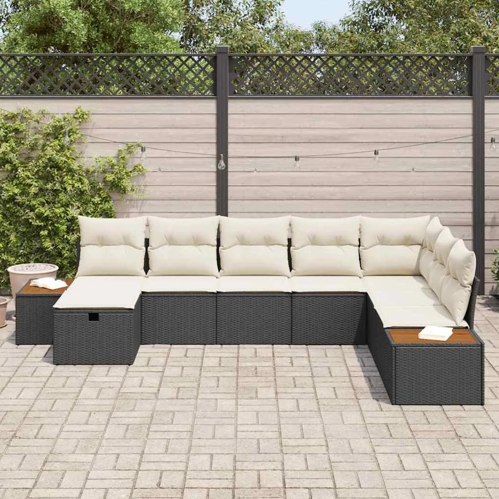 vidaXL Σετ Καναπέ Κήπου 8 pcs Μαύρο 55 x 62 x 69 εκ Πολυ ράταν