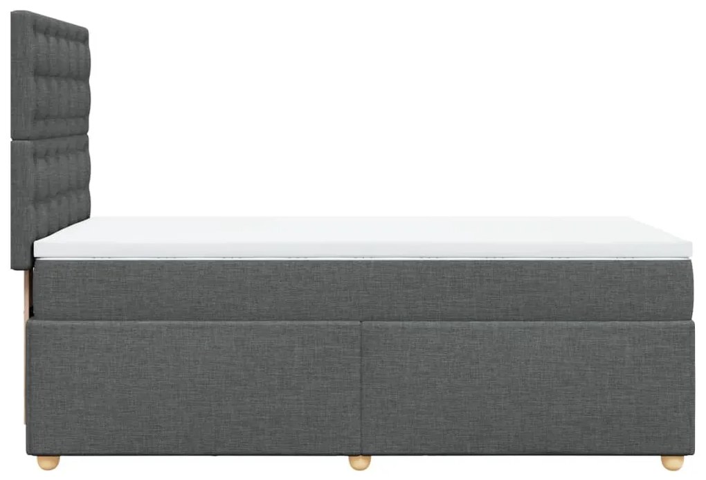 vidaXL Κρεβάτι Boxspring με Στρώμα Σκούρο Γκρι 90x200 εκ. Υφασμάτινο