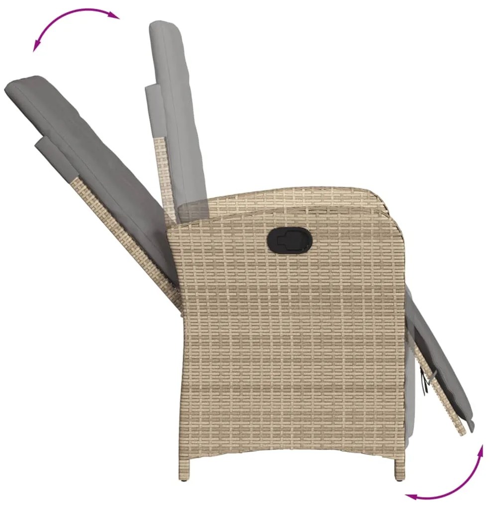 vidaXL Σετ Τραπεζαρίας Κήπου 7 τεμ. Μπεζ Συνθετικό Ρατάν με Μαξιλάρια