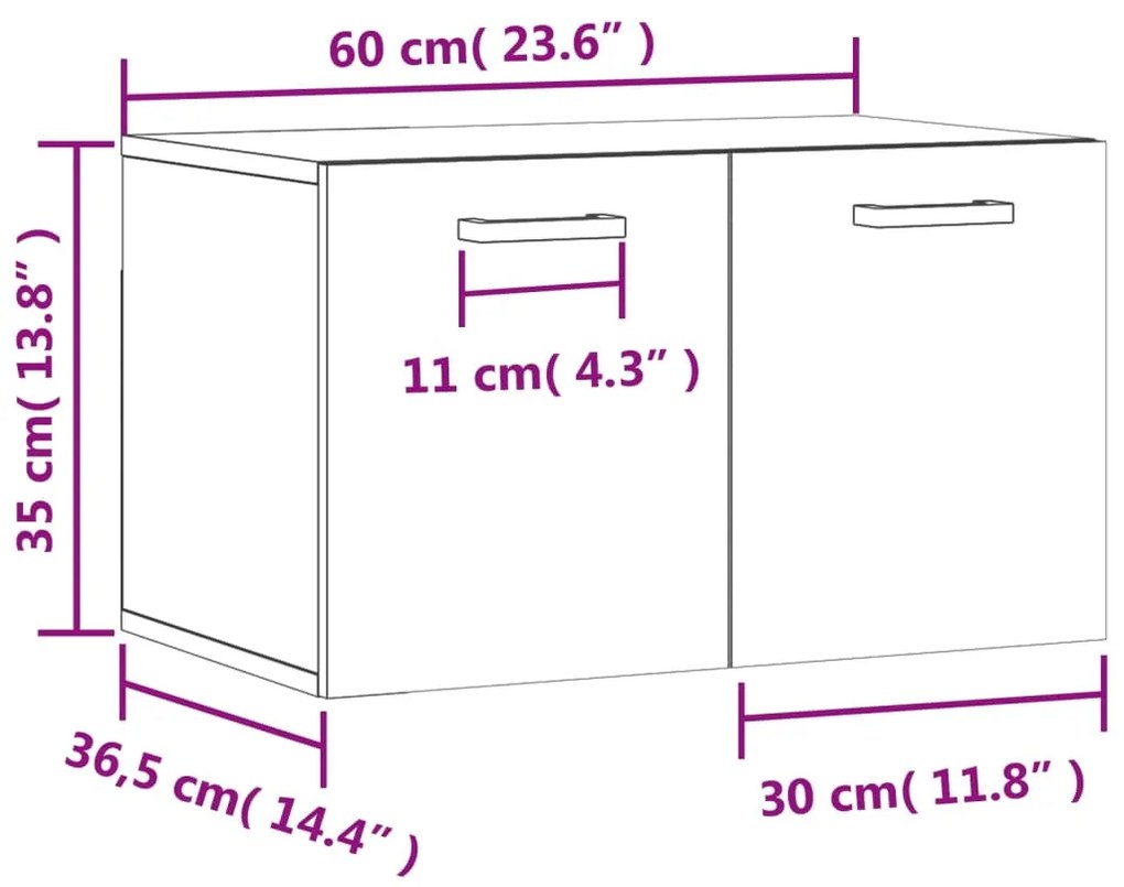 Ντουλάπι Τοίχου Καφέ Δρυς 60x36,5x35 εκ. Επεξεργασμένο Ξύλο - Καφέ