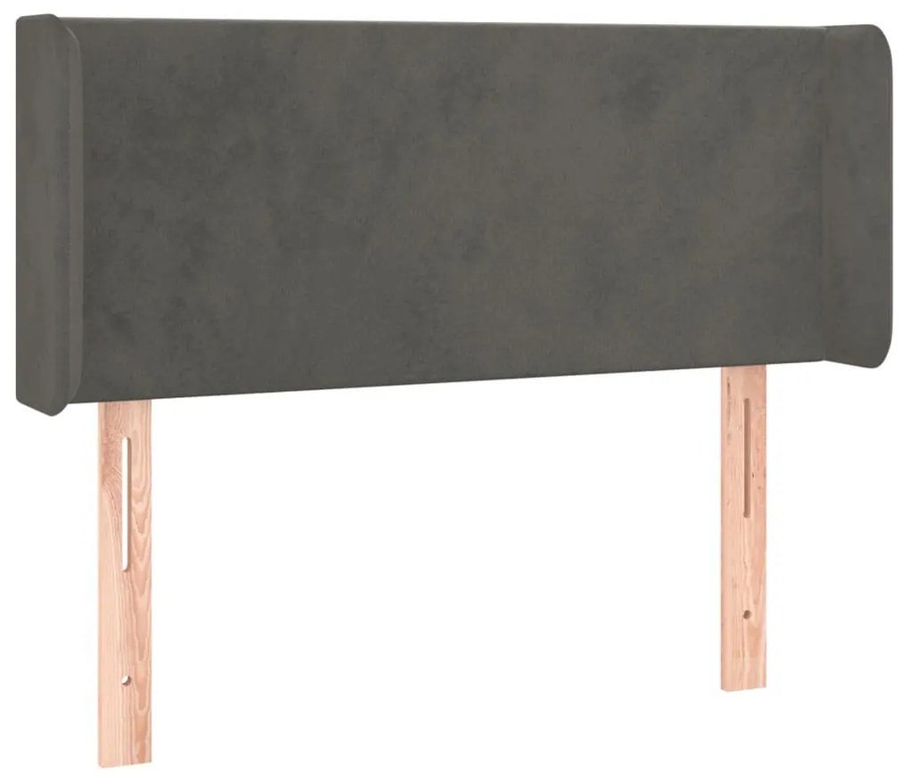 Κεφαλάρι με Πτερύγια Σκούρο Γκρι 93x16x78/88 εκ. Βελούδινο 3118525